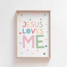 Jesus Loves Me, Rainbow Wall Art, Set Of 3, Bible Verse Prints, Christian Nursery Girls Bedroom Decor - thumbnail 3