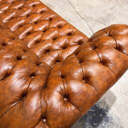 4 Seater Vintage Tan Brown Leather Chesterfield Sofa - British Handmade - thumbnail 4