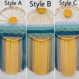 Sunrise Macrame Wall Hanging - Boho Sun Decor Coastal Fiber Art Handmade Nursery Sunset Tapestry - thumbnail 3
