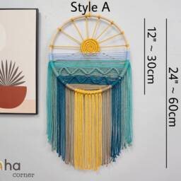 Sunrise Macrame Wall Hanging - Boho Sun Decor Coastal Fiber Art Handmade Nursery Sunset Tapestry - thumbnail 2