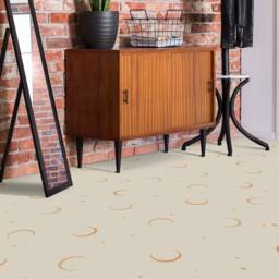 Boho Night Symbol Moon Vinyl Flooring, Beige Linoleum in Roll, Yellow Abstract Decor, Stars Aesthetic Room Nursery Art Flooring - thumbnail 3