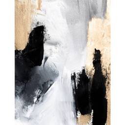 Set Of 2 Black Grey Gold Abstract Canvas Texture Detail, Pair Wall Art Print Home Decor Poster, Lounge, Hallway, Bathroom, Kitchen - thumbnail 2