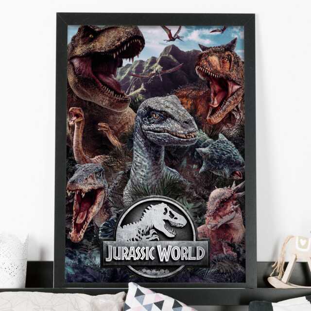 Jurassic World Print - Dinosaur Collage Poster Kids Bedroom Wall Art - image 1