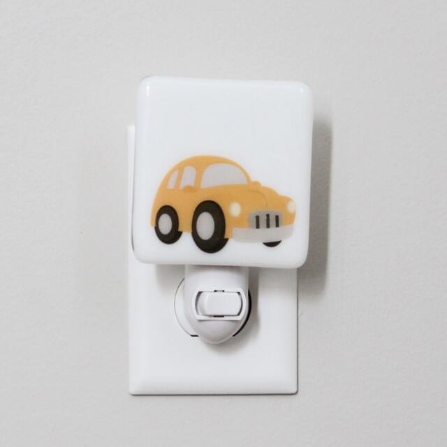 Car Fused Glass Nightlight - Nursery Baby Shower Gift Yellow Kids - image 1