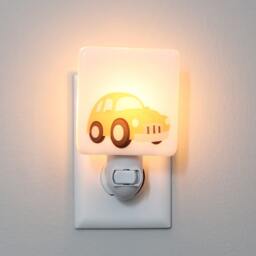 Car Fused Glass Nightlight - Nursery Baby Shower Gift Yellow Kids - thumbnail 2