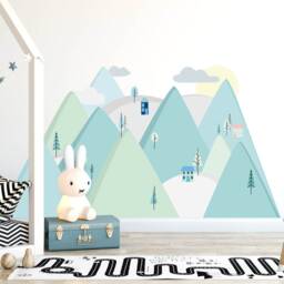 Wall Decor Mountain Mint, Kids Room Wall Art, Modern Wallpaper, Nursery Decor, Decals, Childrens Bedroom - thumbnail 3