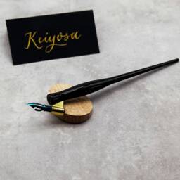 Tsuki Oak Pen Rest - Handcrafted Wooden Holder For Fountain Pens, Dip Pens & Calligraphy Tools Minimalist Desk Accessory - thumbnail 3