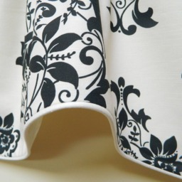 Evelyn Black & White Suzani Damask Pattern -Window Valance/Lined Corded /Rod Pocket Scalloped - thumbnail 2