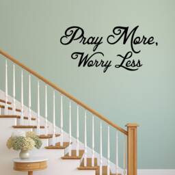 Vwaq Pray More Worry Less Wall Decal Christian Art Decor - 2003 - thumbnail 1