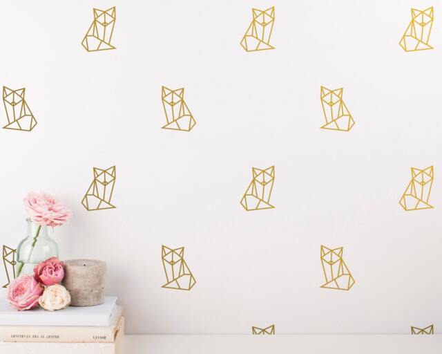 Geometric Fox Decals - Wall Decal Set, Nursery Decals, Decor, Stickers, Decal, Gold Vinyl - image 1