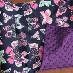 Handmade Butterfly Baby Blanket Purple Minky Crib Blanket - 28x35 - thumbnail 2