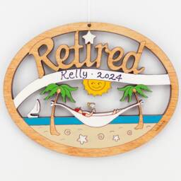 Personalized Retirement Christmas Ornament For Newly Retired - Wood, Laser Cut, Hand Painted - thumbnail 1