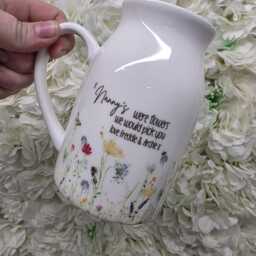 "Personalised Milk Jug/Vase 450Ml - Custom Name & Message Floral ""If Mummy's/Nanny's Were Flowers" - thumbnail 2