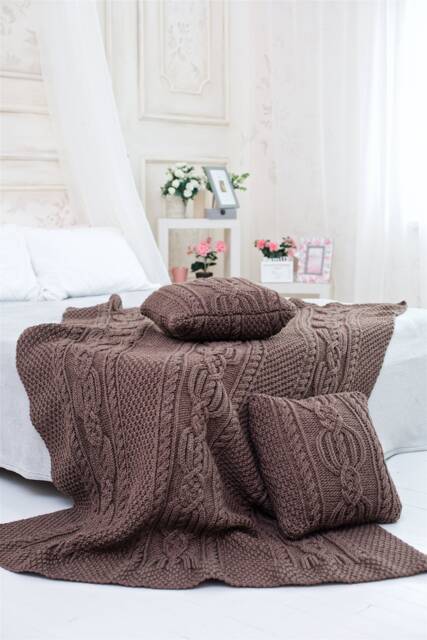stunning Cable Knit Blanket, Chunky Hand Knitted Throw Blanket - image 1