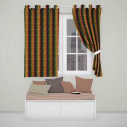 Multicolour Crocodile Texture Vibrant Abstract Readymade Eyelet Ring Top Thermal 100% Blackout Curtains