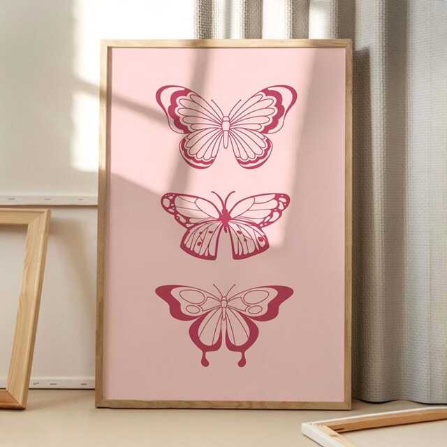 Butterfly Print Art Canvas Poster, Trendy Ticket Wall Art, Apartment Aesthetic Decor, Retro Home Printed Gift - image 1