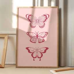 Butterfly Print Art Canvas Poster, Trendy Ticket Wall Art, Apartment Aesthetic Decor, Retro Home Printed Gift - thumbnail 1
