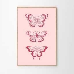 Butterfly Print Art Canvas Poster, Trendy Ticket Wall Art, Apartment Aesthetic Decor, Retro Home Printed Gift - thumbnail 2