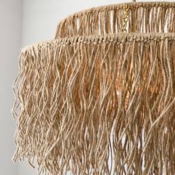 Boho Pendant Light, Jute Fringe Chandelier, Naturalistic Ceiling Lighting, Beach Style Light Fixture - thumbnail 3