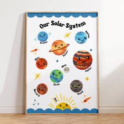 Kids Educational Solar System Poster - Children's Wall Art Space Universe Playroom Decor Bedroom Nursery Prints Learning Education - thumbnail 3