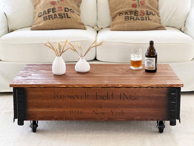 Coffee Table Chest Wooden Box Vintage Shabby Chic - image 1