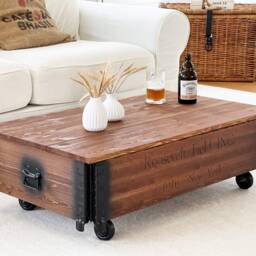 Coffee Table Chest Wooden Box Vintage Shabby Chic - thumbnail 2