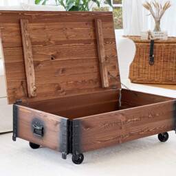 Coffee Table Chest Wooden Box Vintage Shabby Chic - thumbnail 4