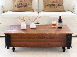 Coffee Table Chest Wooden Box Vintage Shabby Chic - thumbnail 1