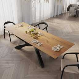 Hardwood Oak Modern Dining Table 0119 - thumbnail 3