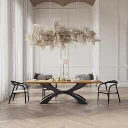 Hardwood Oak Modern Dining Table 0119 - thumbnail 2