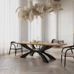 Hardwood Oak Modern Dining Table 0119 - thumbnail 1