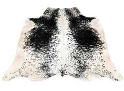 Black & White Cowhide Rug - Natural Hair-On Leather, Modern Decor - 55x55 Inches - thumbnail 1