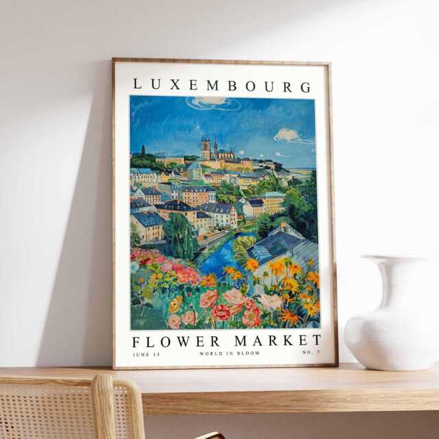 Luxembourg Flower Market Art Print European Floral Wall Decor - image 1