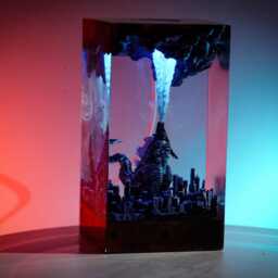 Premium G.od.zil.la Atomic City Lamp - Handmade Resin Diorama Monster Battle Scene & Unique Gift For Movie & Anime Fans - thumbnail 2