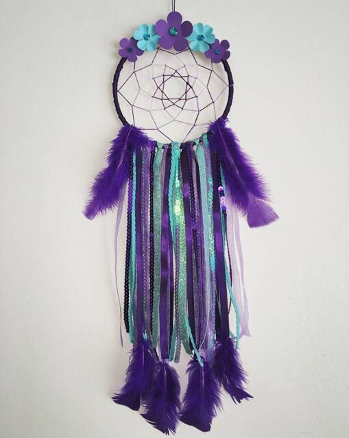 Handmade Dreamcatcher Wall Hanging, Purple & Blue Dreamcatcher, For Nursery Or Girl's Bedroom, Home Decor, Baby Shower Gift - image 1