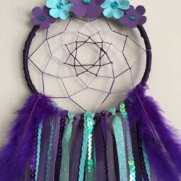 Handmade Dreamcatcher Wall Hanging, Purple & Blue Dreamcatcher, For Nursery Or Girl's Bedroom, Home Decor, Baby Shower Gift - thumbnail 2