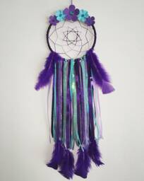 Handmade Dreamcatcher Wall Hanging, Purple & Blue Dreamcatcher, For Nursery Or Girl's Bedroom, Home Decor, Baby Shower Gift - thumbnail 1