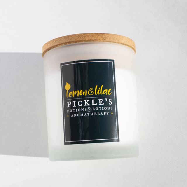 Essential Oil Candle Coconut Wax, Frosted Glass, Bamboo Lid, Hand-Poured - image 1