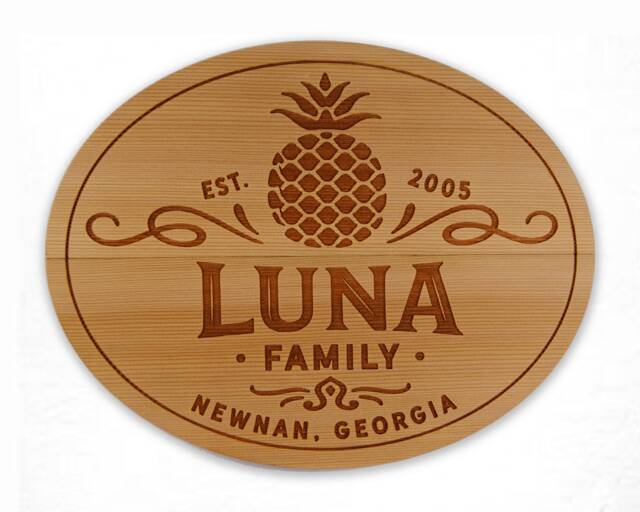 Personalized Pineapple Sign Engraved Wood Family Name Wall Art - image 1