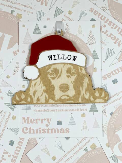 Personalised Pet Christmas Bauble/Ornament With Name - Dog Spaniel Cocker Springer 056 - image 1
