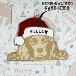 Personalised Pet Christmas Bauble/Ornament With Name - Dog Spaniel Cocker Springer 056 - thumbnail 2