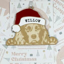Personalised Pet Christmas Bauble/Ornament With Name - Dog Spaniel Cocker Springer 056 - thumbnail 3