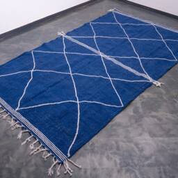 Handmade Moroccan Zanafi Kilim Rug Black & Gray Cotton Berber Carpet - 7x10 Ft - thumbnail 2
