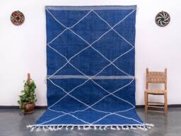 Handmade Moroccan Zanafi Kilim Rug Black & Gray Cotton Berber Carpet - 7x10 Ft - thumbnail 1
