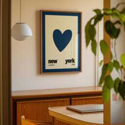 Retro New York Wall Art, Mid Century Modern Print, Bedroom Prints, Loves You Vintage Style Nyc Heart Poster - thumbnail 3