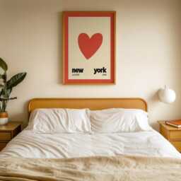 Retro New York Wall Art, Mid Century Modern Print, Bedroom Prints, Loves You Vintage Style Nyc Heart Poster - thumbnail 2