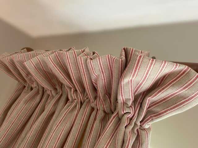 Custom Cottage Pleat Curtains in Red Linen/ Cotton Ticking Stripe - Please Note That Full Price Is On Quotation - image 1