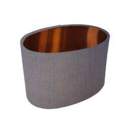 Grey Oval Drum Lampshade in Linen With Copper Lining - thumbnail 3
