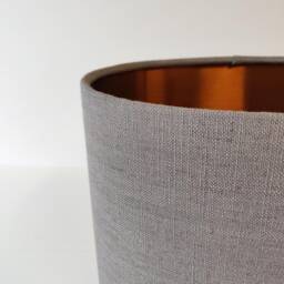 Grey Oval Drum Lampshade in Linen With Copper Lining - thumbnail 2