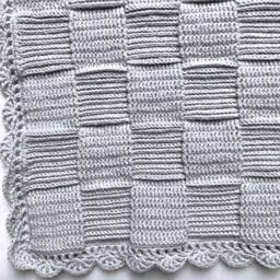 Light Grey Basketweave Baby Blanket - thumbnail 3